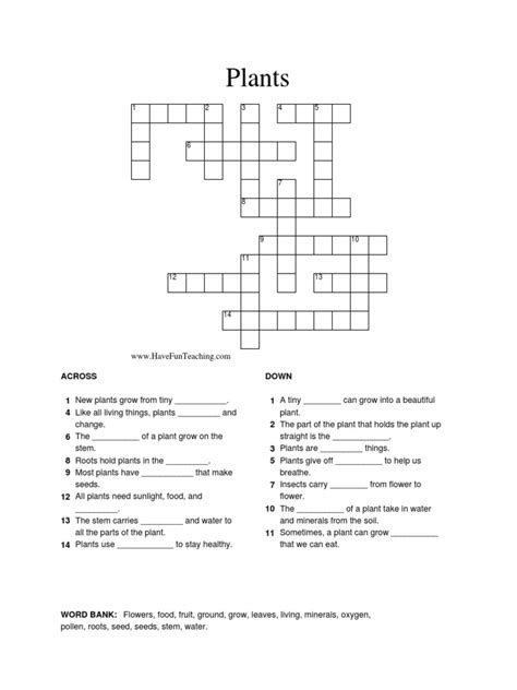 This activity will help assess your knowledge of the different types and examples of non-flowering plants. . Non flowering plant crossword